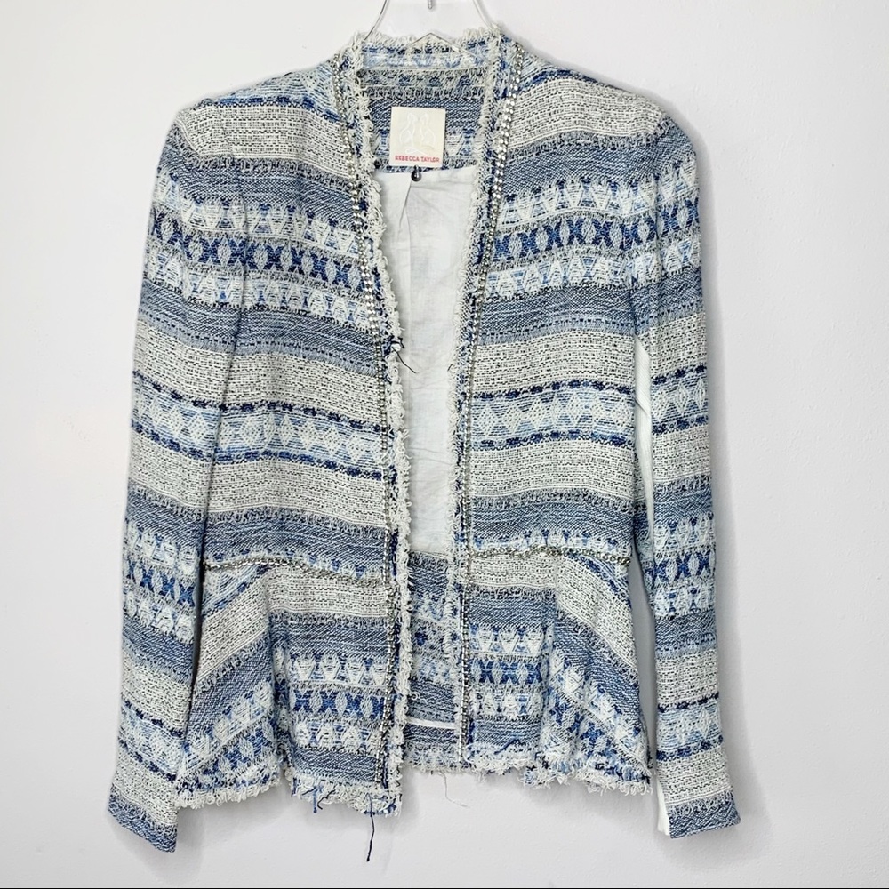 Rebecca Taylor Tweed & Chain Trim Jacket Size 6